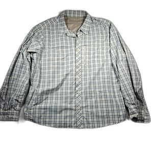 Eddie Bauer Shirt Mens XL Plaid Long Sleeve Vented Fishing With 2 Zipper Pockets